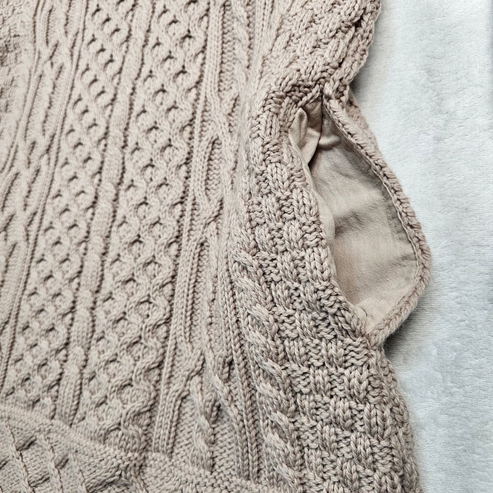 Aran Crafts Irish Wool Cable Knit Full Zip Cardigan Hoodie Womens XS Toupe Long - Picture 9 of 15